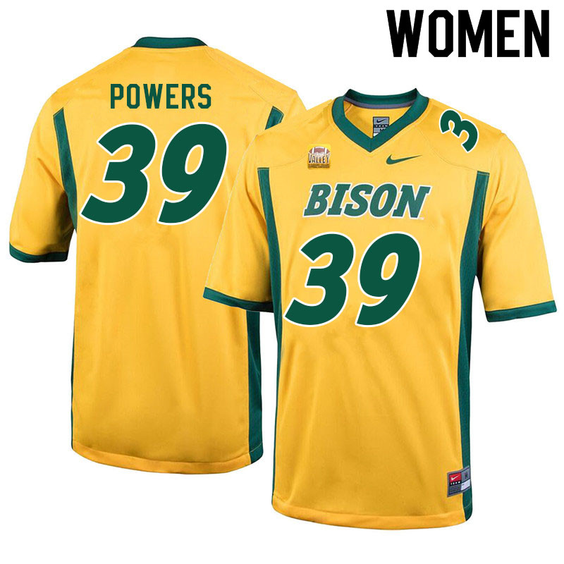 Women #39 Cade Powers North Dakota State Bison College Football Jerseys Sale-Yellow - Click Image to Close